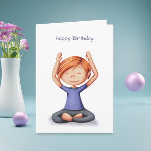 Carte Fille faisant du yoga méditant Anniversaire