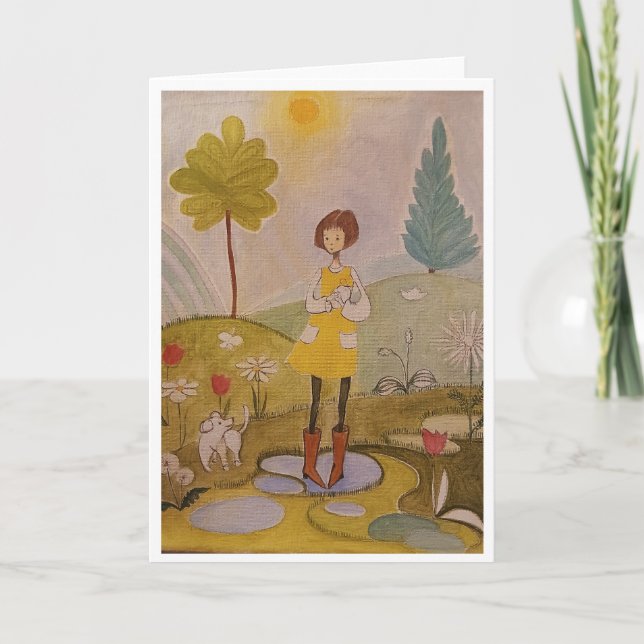 Carte Fille fantaisiste de conte de fées avec peinture d (Devant)