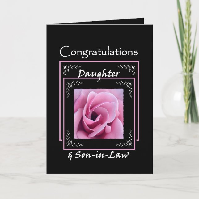 Carte Fille Félicitations de mariage - Rose rose (Devant)