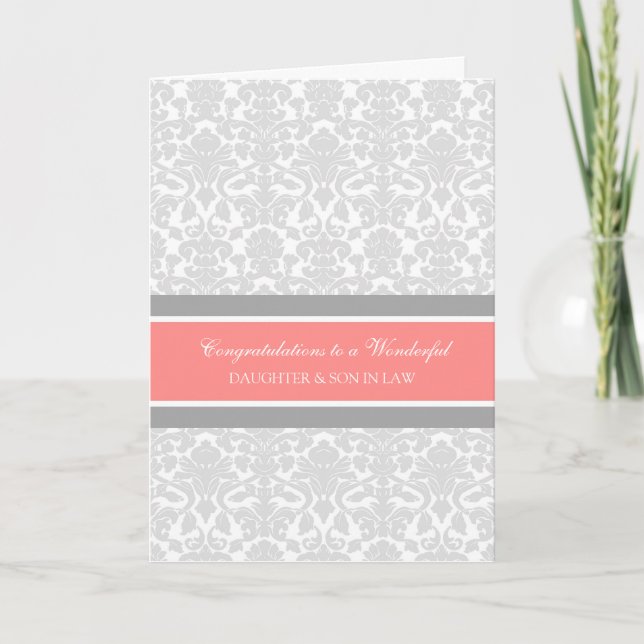 Carte Fille & Fils En Droit Mariage Félicitations Grey (Devant)