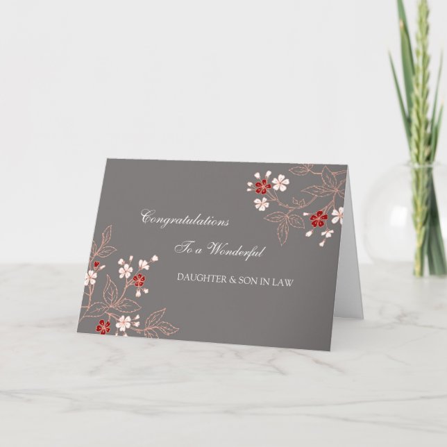 Carte Fille & Fils En Droit Mariage Félicitations Grey (Devant)