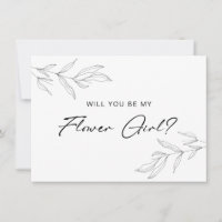 Carte Fille Fleur Feutre Foliage Line Art