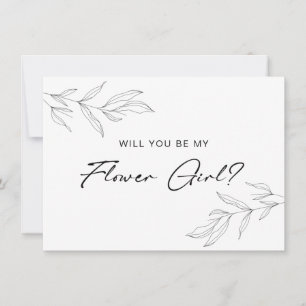 Carte Fille Fleur Feutre Foliage Line Art