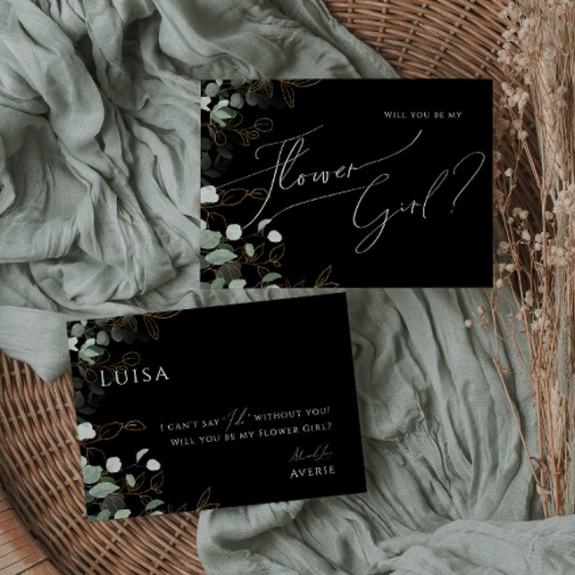 Carte fille Fleur Noir et Or Végétal (Créateur téléchargé)