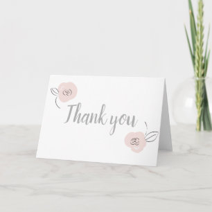 Carte Fille Fleurs simples Gris Et Rose Clair
