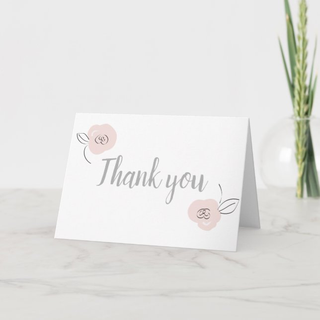 Carte Fille Fleurs simples Gris Et Rose Clair (Devant)