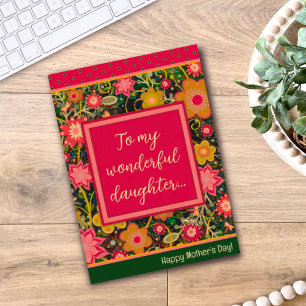 Carte Fille Floral Plutôt unique Joyeuse Fête des Mères