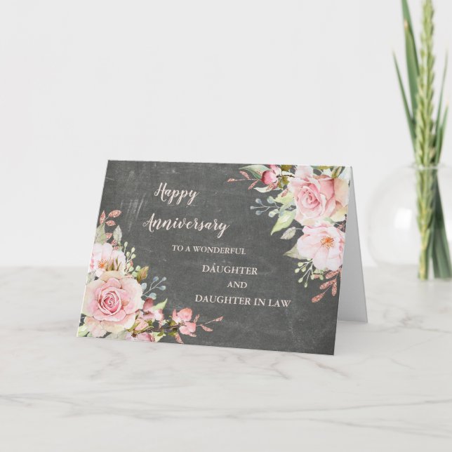 Carte Fille florale et fille en droit Anniversaire (Devant)
