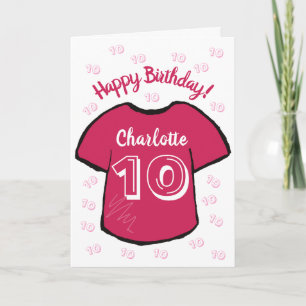 Carte Fille football / chemise de football 10e anniversa