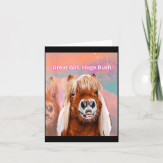 Carte Fille géniale cheval énorme buisson