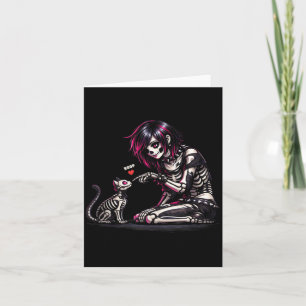 Carte Fille gothique drôle boop sur le nez de chat Punk