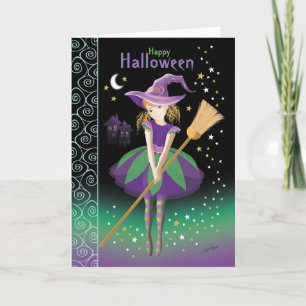 Carte Fille, Halloween, Sorcière Préado