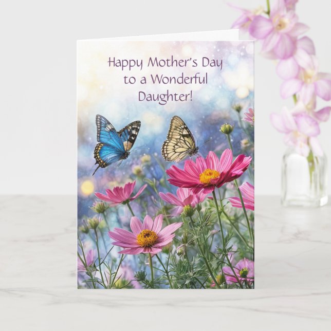 Carte Fille Joyeuse Fête des Mères Jolis Fleurs de Print (Orchidée)