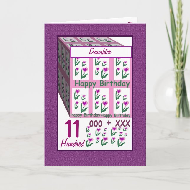 Carte FILLE - Joyeux 11e anniversaire (Devant)