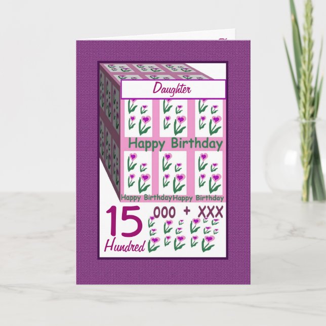 Carte FILLE - Joyeux 15e anniversaire (Devant)