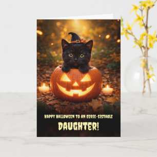 Carte Fille Joyeux Halloween Mignon Chat Noir Chatons 