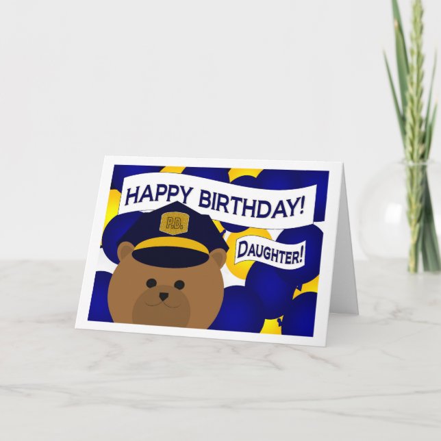 Carte Fille - Joyeux héros de police d'anniversaire ! (Devant)