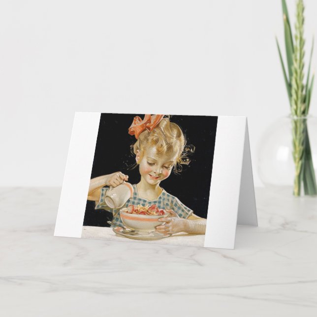 Carte Fille mangeant le petit déjeuner (Devant)