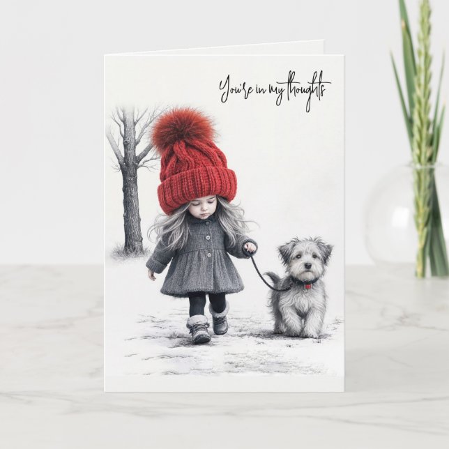 Carte Fille Marchant Son Chien (Devant)