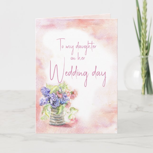 Carte Fille Mariage Jour Aquarelle Floral (Devant)