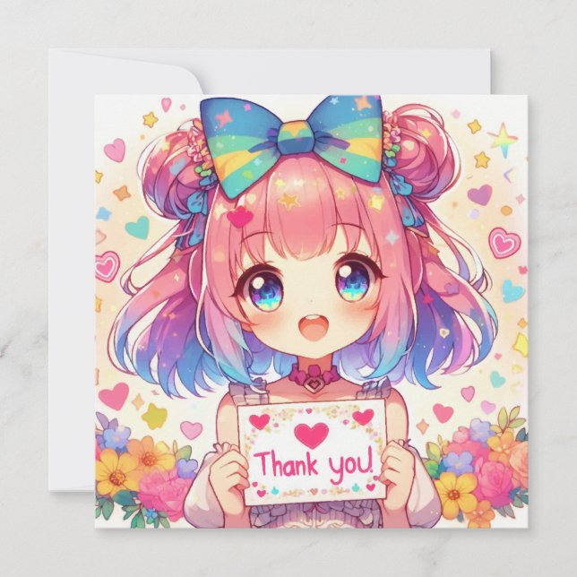 Carte fille Merci Anime (Devant)