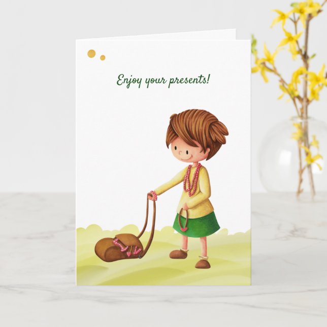 Carte Fille mignonne avec des bijoux Personnalisé drôle  (Fleur jaune)