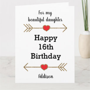 Carte Fille moderne 16e anniversaire Big