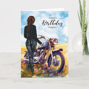 Carte Fille moto et femme cavalier Anniversaire