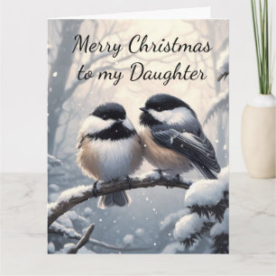 Carte Fille Noël Voeux & Amour Chickadee Bird