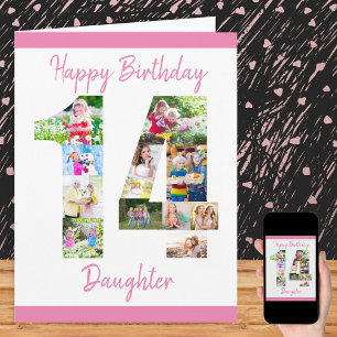Carte Fille Numéro 14 Photo Collage Big 14th Birthday