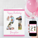 Carte Fille Numéro 21 Photo Collage Gros 21e anniversair<br><div class="desc">Personnalisez cette grande carte de 21e anniversaire avec jusqu'à 10 photos différentes. Conçu pour votre fille (bien que 'fille' puisse être édité à un nom ou à tout ce que vous voulez), le collage photo numéro 21 est une façon réfléchie de donner une carte d'anniversaire avec une qualité unique et...</div>