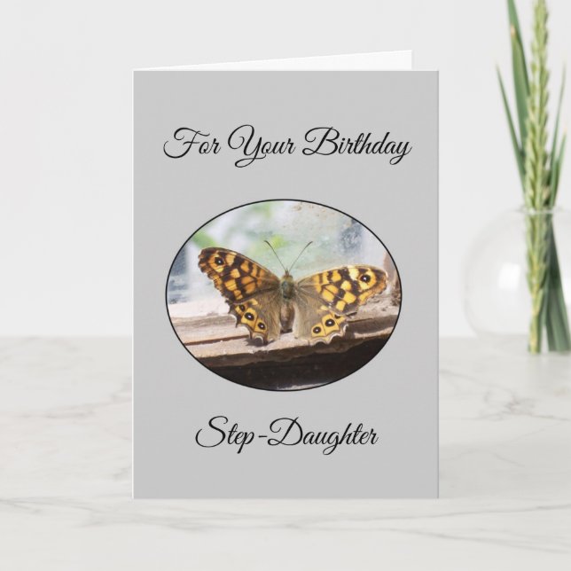 Carte Fille papillon pas anniversaire (Devant)
