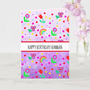 Carte Fille papillon personnalisée Joyeux anniversaire