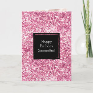 Carte Fille Parties scintillant rose Confetti