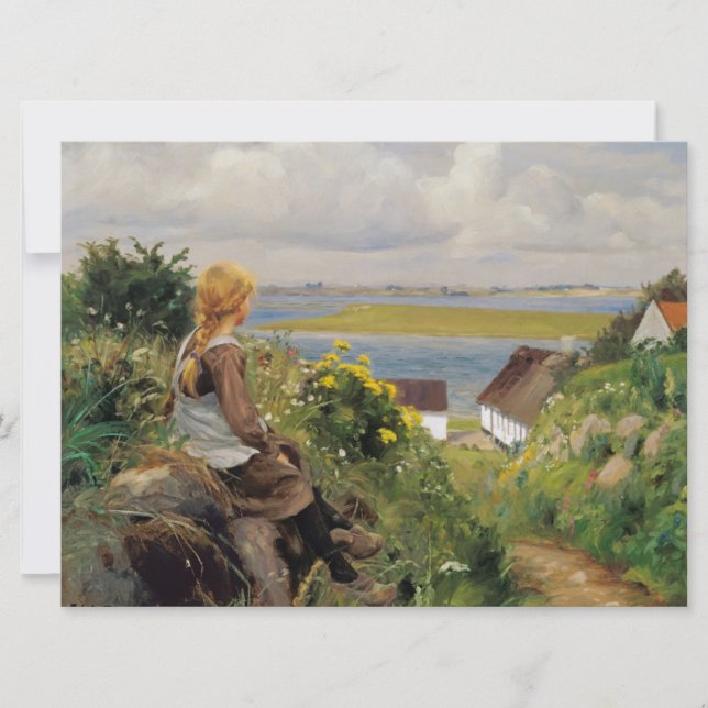Carte Fille perdue dans la pensée (Devant)