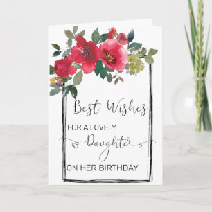 Carte Fille Personnalisé Fleurs Aquarelle Anniversaire