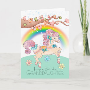 Carte Fille-Petite Anniversaire Avec Une Douce Pony Pran