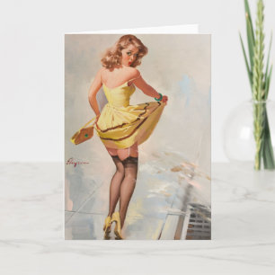 Carte Fille pin-up par temps de pluie