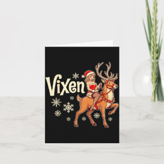 Carte Fille pin up renne de Noël Vixen vintage Père Noël