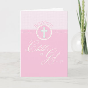 Carte Fille Pink Enfant de Dieu Baptême Félicitations