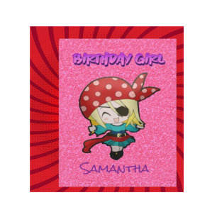 Carte fille Pirate Pastel Rose Anniversaire
