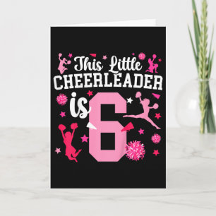 Carte Fille pom-pom girl d'anniversaire 6 ans cheerleade
