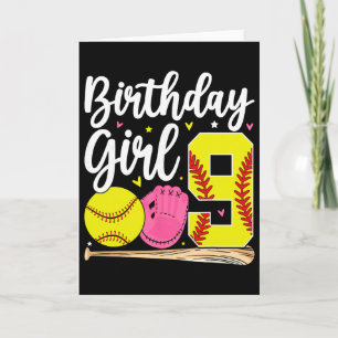 Carte Fille pour 9e anniversaire Softll Neuvième Bday 9