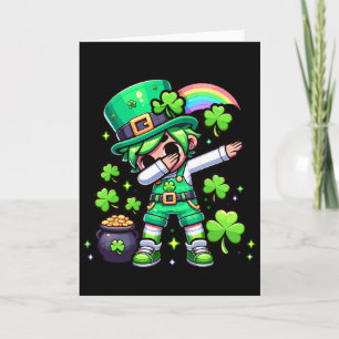 Carte Fille qui fait du Dabbing Leprechaun Saint-Patrick