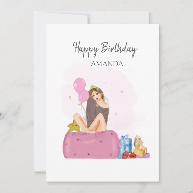 Carte fille qui fête son anniversaire (Devant)