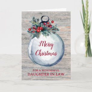 Carte Fille rustique en bois en droit Joyeux Noël