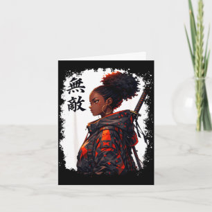 Carte Fille samouraï noire anime guerrière afro africain