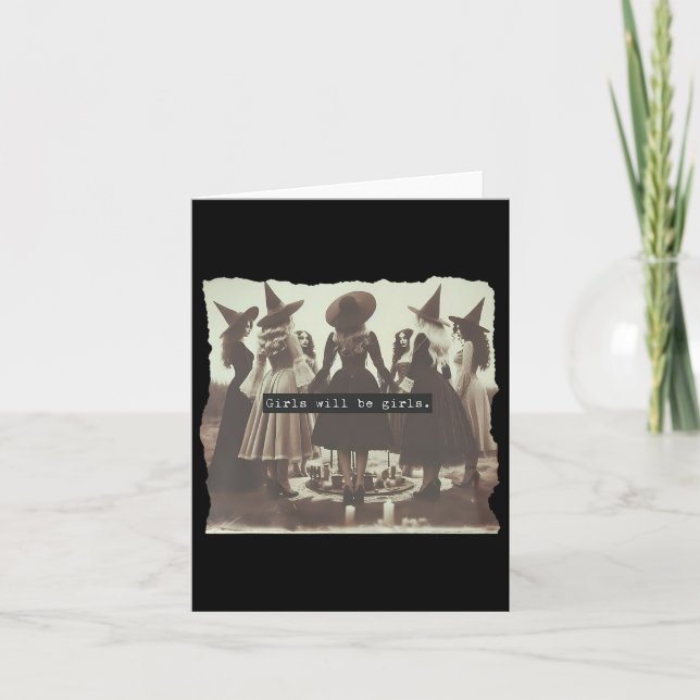 Carte Fille sera fille drôle sorcière vibes sorcières Ha (Devant)