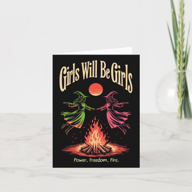 Carte Fille Sera Filles Feministe Halloween sorcière (Devant)