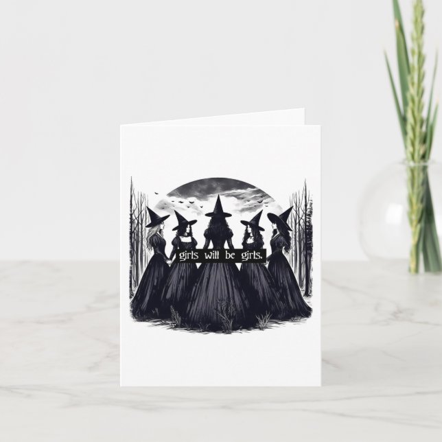 Carte Fille Sera Filles Sorcière Halloween Drôle Witchy  (Devant)